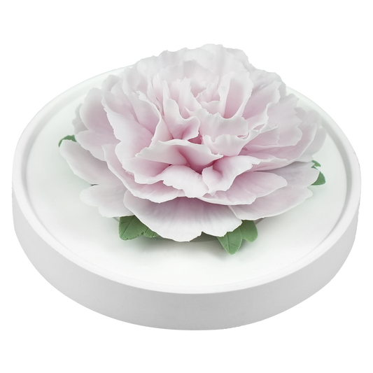 Luxury ceramic flower scent diffuser for home in pale purple, carnation, displayed from side