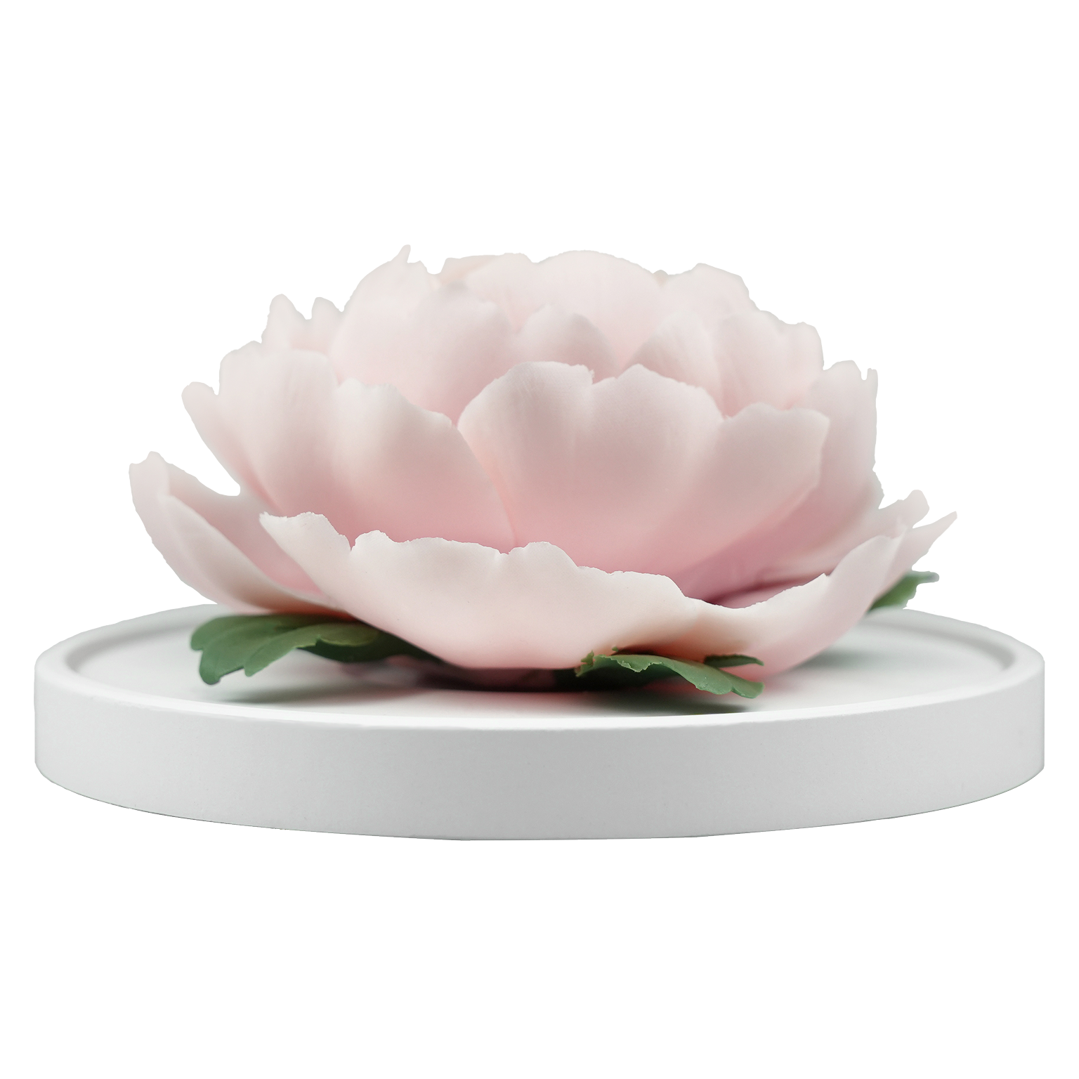 Luxury ceramic flower scent diffuser for home in pink, peony, displayed from front