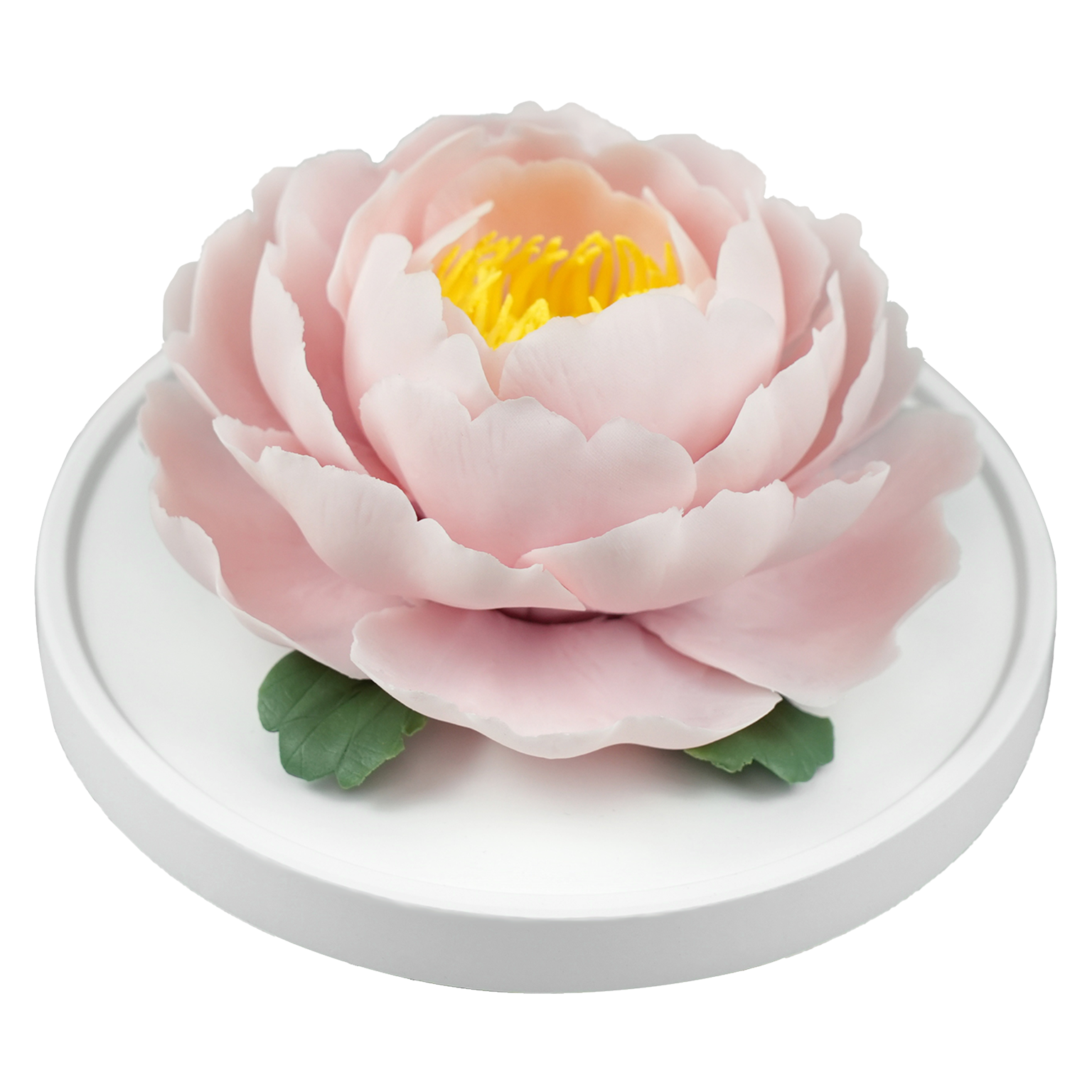 Luxury ceramic flower scent diffuser for home in pink, peony, displayed from side