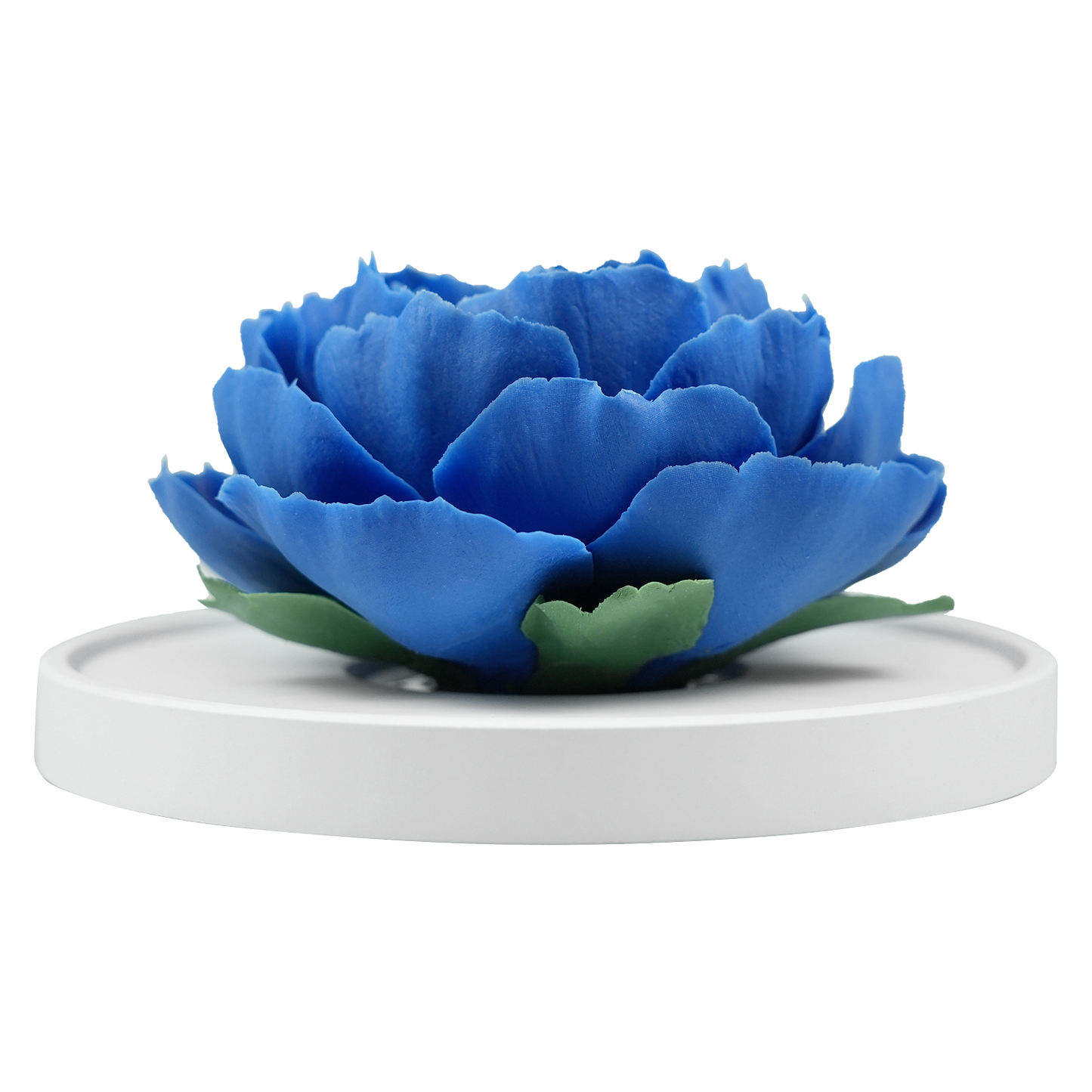 Luxury ceramic flower scent diffuser for home in blue, peony, displayed from front