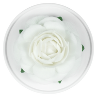 Luxury ceramic flower scent diffuser for home in ivory, camellia, displayed from above