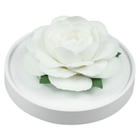 Luxury ceramic flower scent diffuser for home in ivory, camellia, displayed from side
