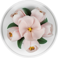 Luxury ceramic flower scent diffuser for home in pale pink, tulip, displayed from above