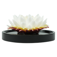 Luxury ceramic flower scent diffuser for home in white, water lily, displayed from front