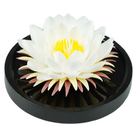 Luxury ceramic flower scent diffuser for home in white, water lily, displayed from side