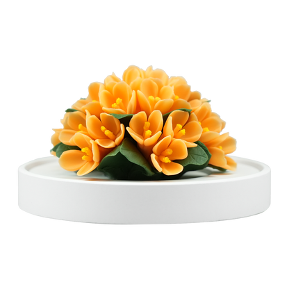Luxury ceramic flower scent diffuser for home in orange, fragrant olive, displayed from front