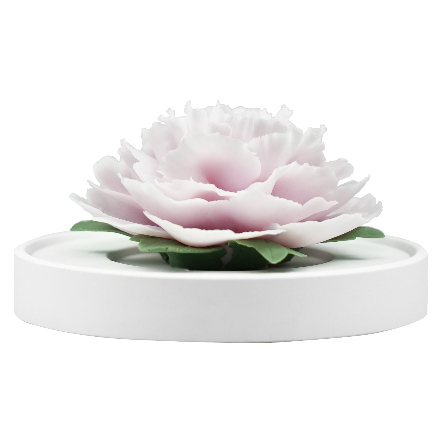 Luxury ceramic flower scent diffuser for home in pale purple, carnation, displayed from front