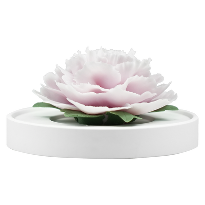 Luxury ceramic flower scent diffuser for home in pale purple, carnation, displayed from front