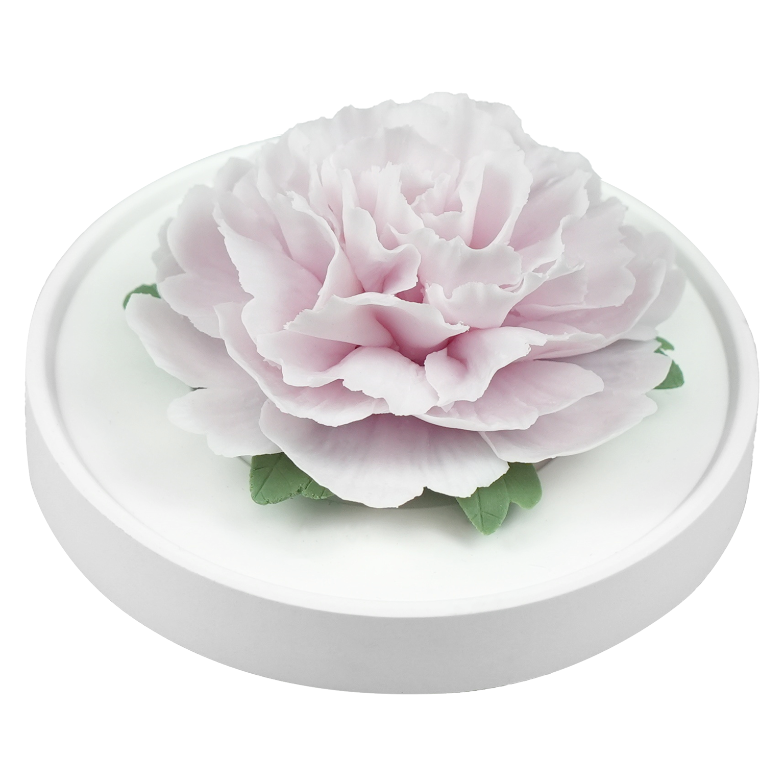 Luxury ceramic flower scent diffuser for home in pale purple, carnation, displayed from side