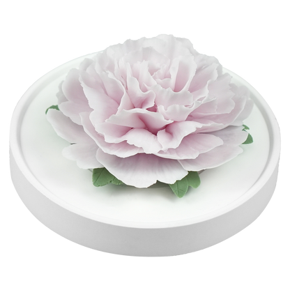 Luxury ceramic flower scent diffuser for home in pale purple, carnation, displayed from side