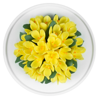 Luxury ceramic flower scent diffuser for home in yellow, fragrant olive, displayed from above