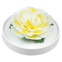 Luxury ceramic flower scent diffuser for home in wihte，dahlia, displayed from side