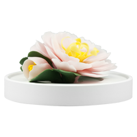Luxury ceramic flower scent diffuser for home in pink, tree peony, displayed from front