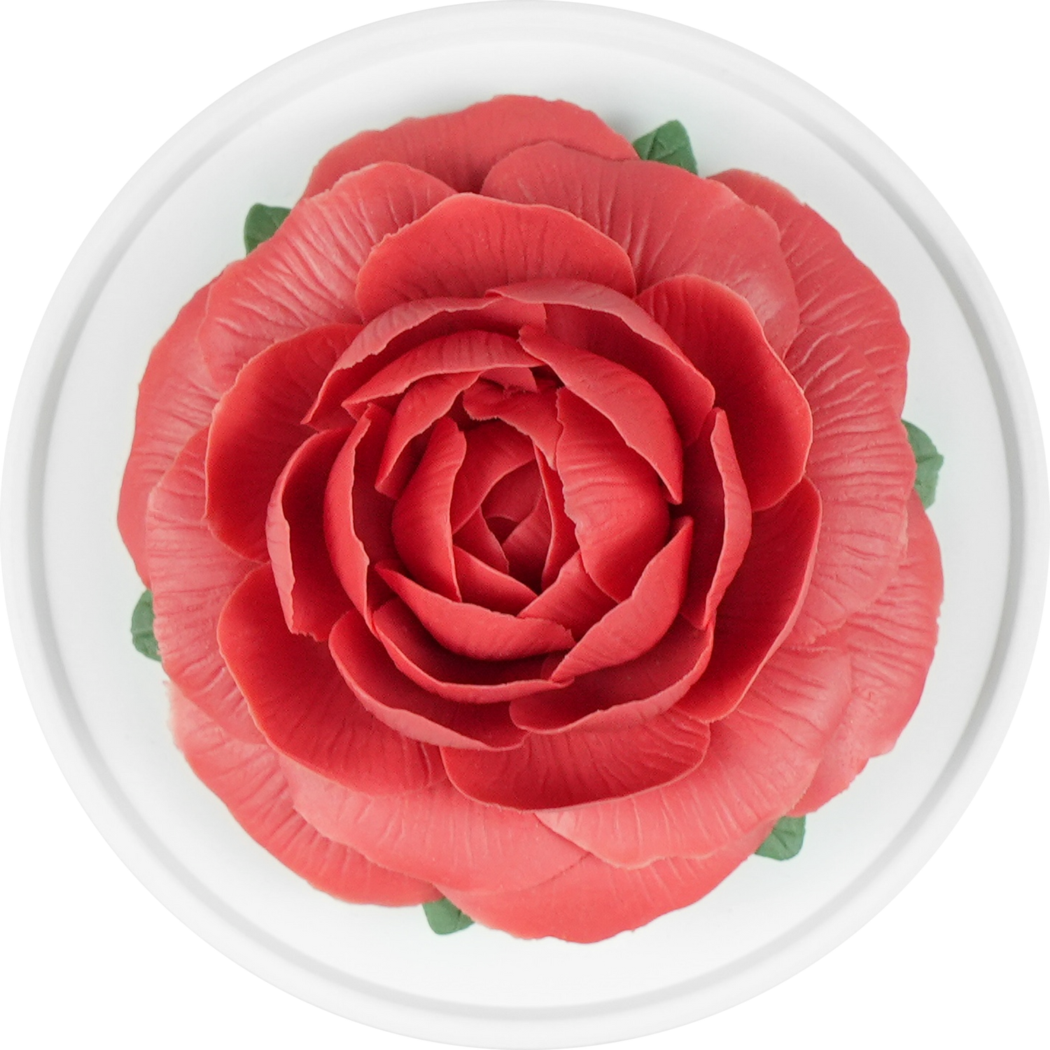 Luxury ceramic flower scent diffuser for home in red rose, displayed from above