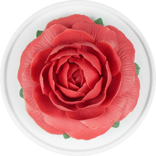 Luxury ceramic flower scent diffuser for home in red rose, displayed from above