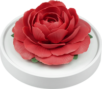 Luxury ceramic flower scent diffuser for home in red rose, displayed from side