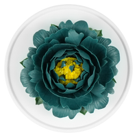 Luxury ceramic flower scent diffuser for home in dark green, peony, displayed from above