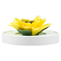 Luxury ceramic flower scent diffuser for home in yellow, sunflower, displayed from front