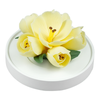 Luxury ceramic flower scent diffuser for home in yellow, tulip displayed from side